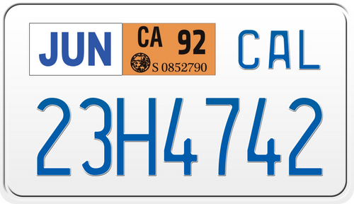 1992 CALIFORNIA MOTORCYCLE LICENSE PLATE