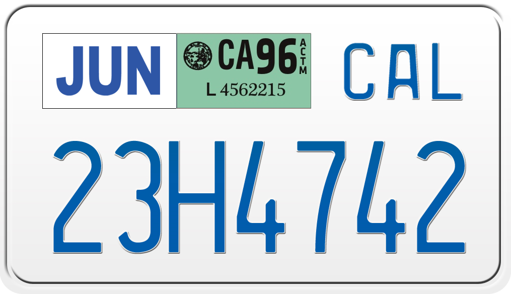 1996 CALIFORNIA MOTORCYCLE LICENSE PLATE