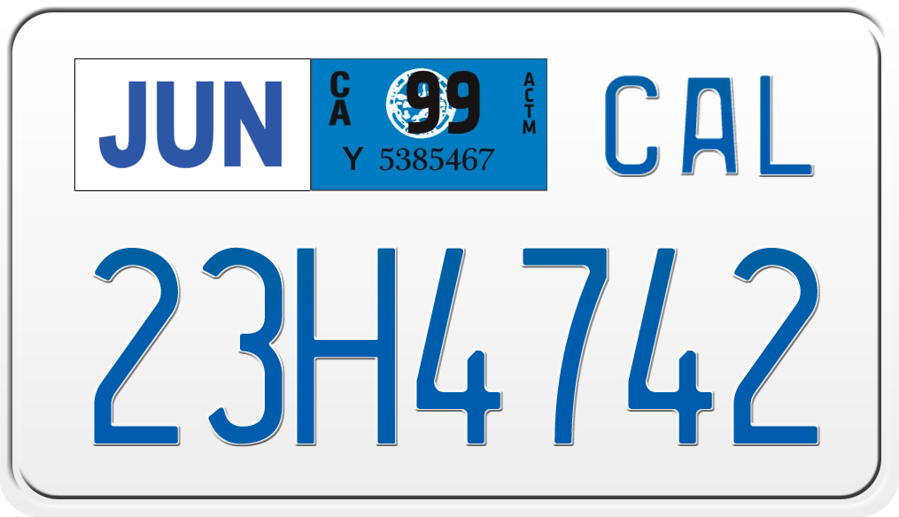 1999 CALIFORNIA MOTORCYCLE LICENSE PLATE