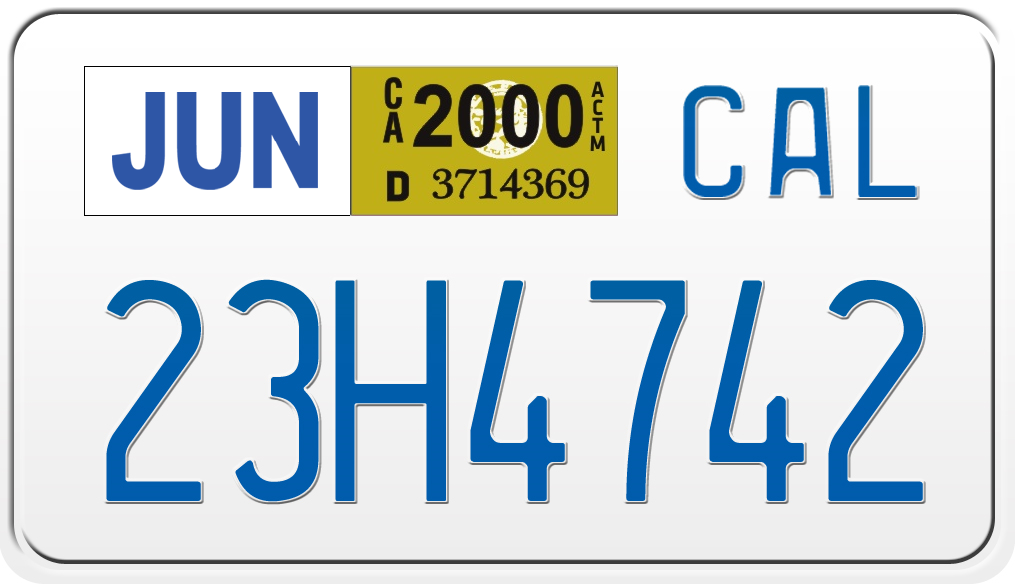 2000 CALIFORNIA MOTORCYCLE LICENSE PLATE