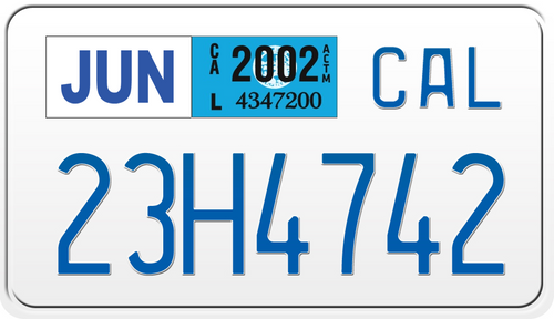 2002 CALIFORNIA MOTORCYCLE LICENSE PLATE