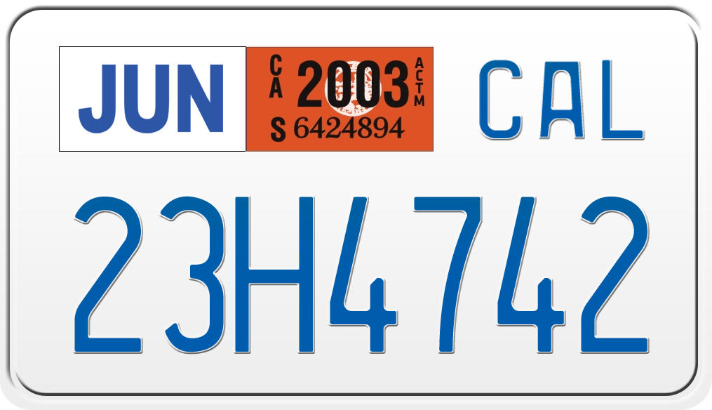 2003 CALIFORNIA MOTORCYCLE LICENSE PLATE