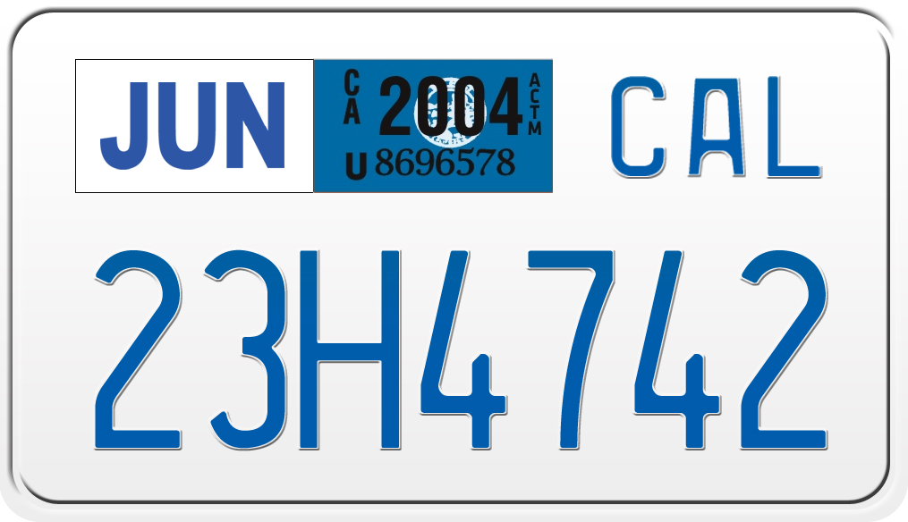 2004 CALIFORNIA MOTORCYCLE LICENSE PLATE