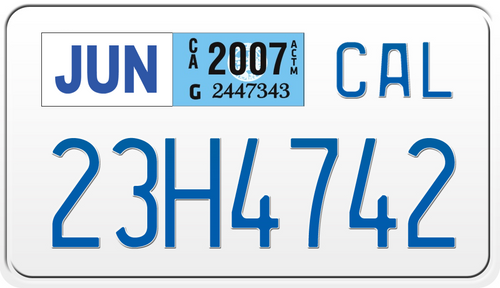2007 CALIFORNIA MOTORCYCLE LICENSE PLATE