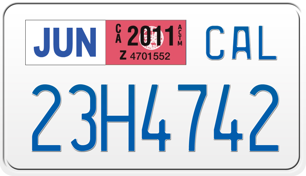 2011 CALIFORNIA MOTORCYCLE LICENSE PLATE