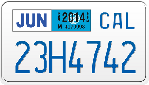 2014 CALIFORNIA MOTORCYCLE LICENSE PLATE