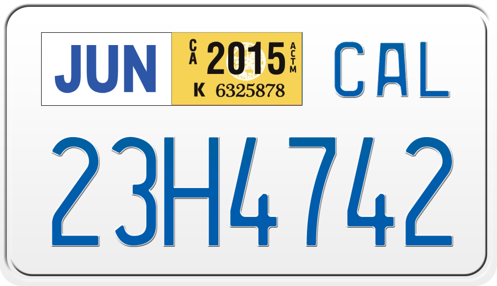 2015 CALIFORNIA MOTORCYCLE LICENSE PLATE