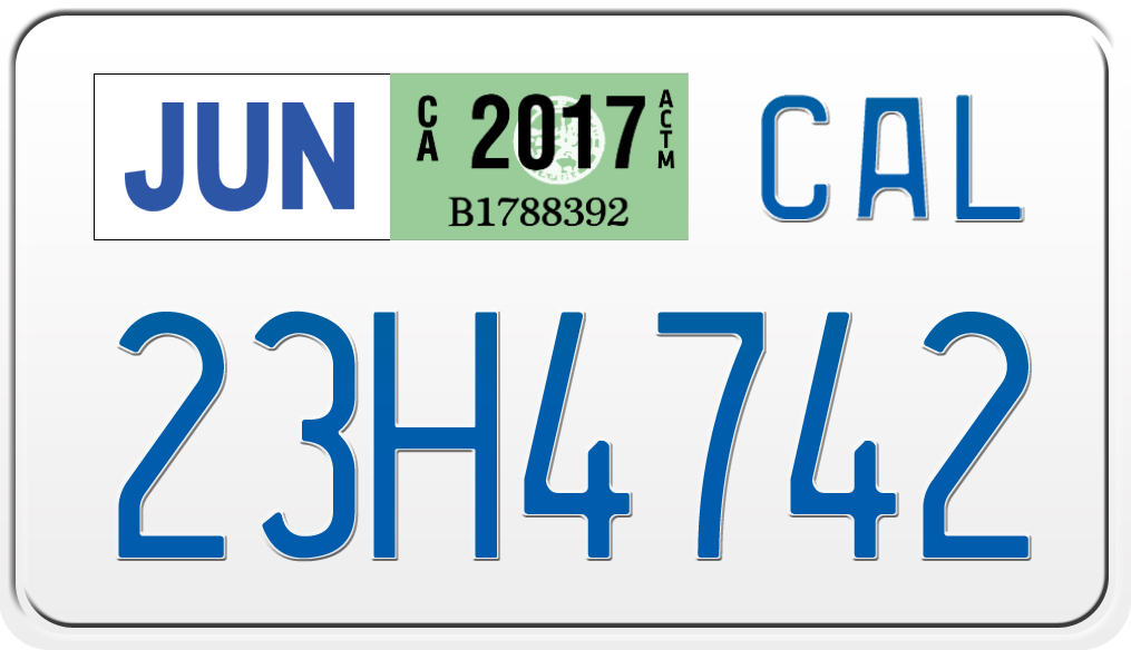 2017 CALIFORNIA MOTORCYCLE LICENSE PLATE
