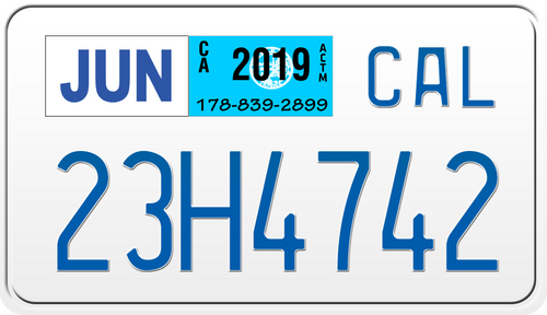 2019 CALIFORNIA MOTORCYCLE LICENSE PLATE