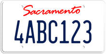 Load image into Gallery viewer, CALIFORNIA WHITE LICENSE PLATE - SACRAMENTO SHOW PLATE
