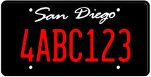 Load image into Gallery viewer, CALIFORNIA BLACK LICENSE PLATE - SAN DIEGO SHOW PLATE
