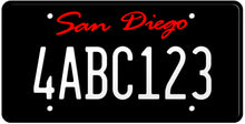Load image into Gallery viewer, CALIFORNIA BLACK LICENSE PLATE - SAN DIEGO SHOW PLATE
