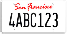 Load image into Gallery viewer, CALIFORNIA WHITE LICENSE PLATE - SAN FRANCISCO SHOW PLATE
